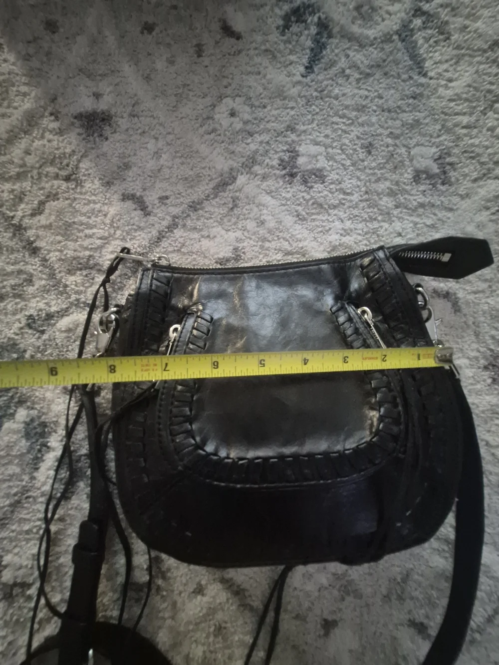 Rebecca Minkoff Black Leather Vanity Saddle Crossbody Bag
